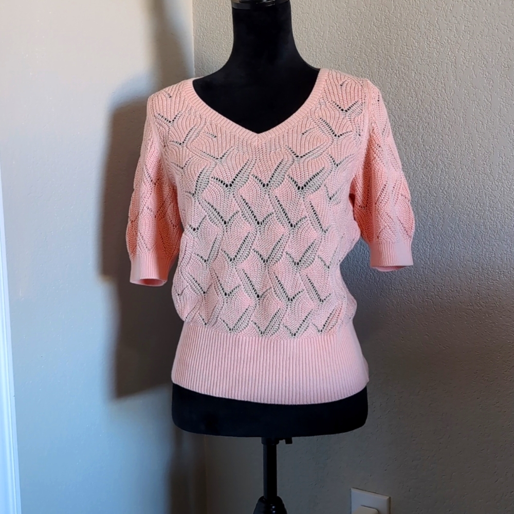 Elegant Pink Knit Sweater Sz S